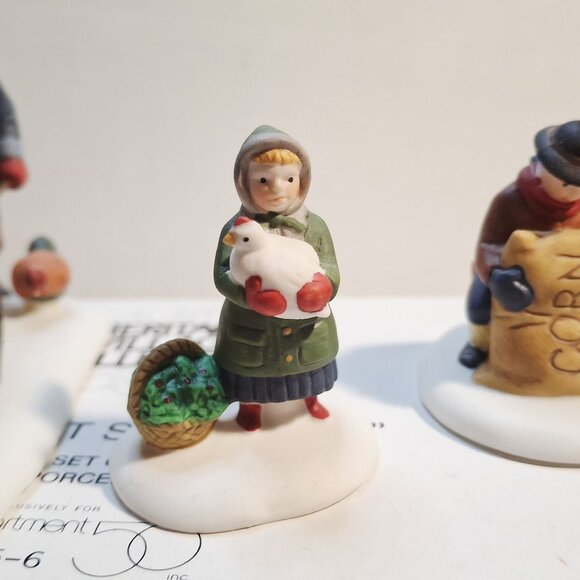 Heritage Village Collection Harvest Seed Cart Set Of 3 Handpainted Porcelain Acc - Picture 6 of 8